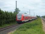 Diese DOSTO-Garnitur mit 146 013 am Zugschluss durchf�hrt am 3.6.13 Angermund.
